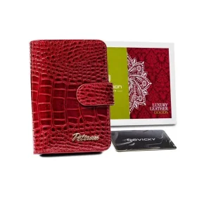 portfel PETERSON CR-602 czerwony krokodyl skóra naturalna